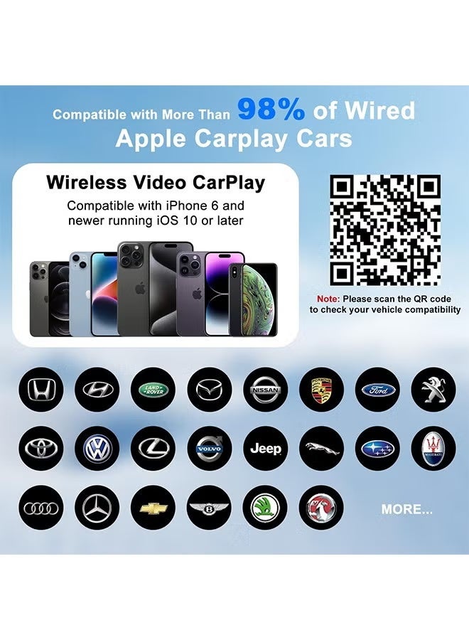 محول CarPlay اللاسلكي، محول CarPlay اللاسلكي يدعم Netflix وYouTube وTiktok Stream Media Play، من أجل CarPlay السلكي OEM إلى Dongle اللاسلكي، مناسب للسيارات من هواتف 2016 وiOS 10+ - Image 5
